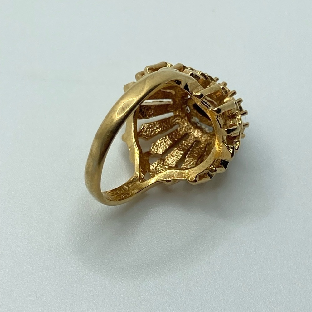TIGERS Eye Gold Plated Cocktail Statement Ring Approx Sz 6.5 - Picture 4 of 10